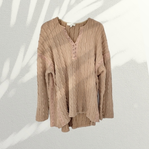 Weekend by Suzanne Betro Size Large Maeve / Tan Knit Sweater Top Large - Picture 6 of 6